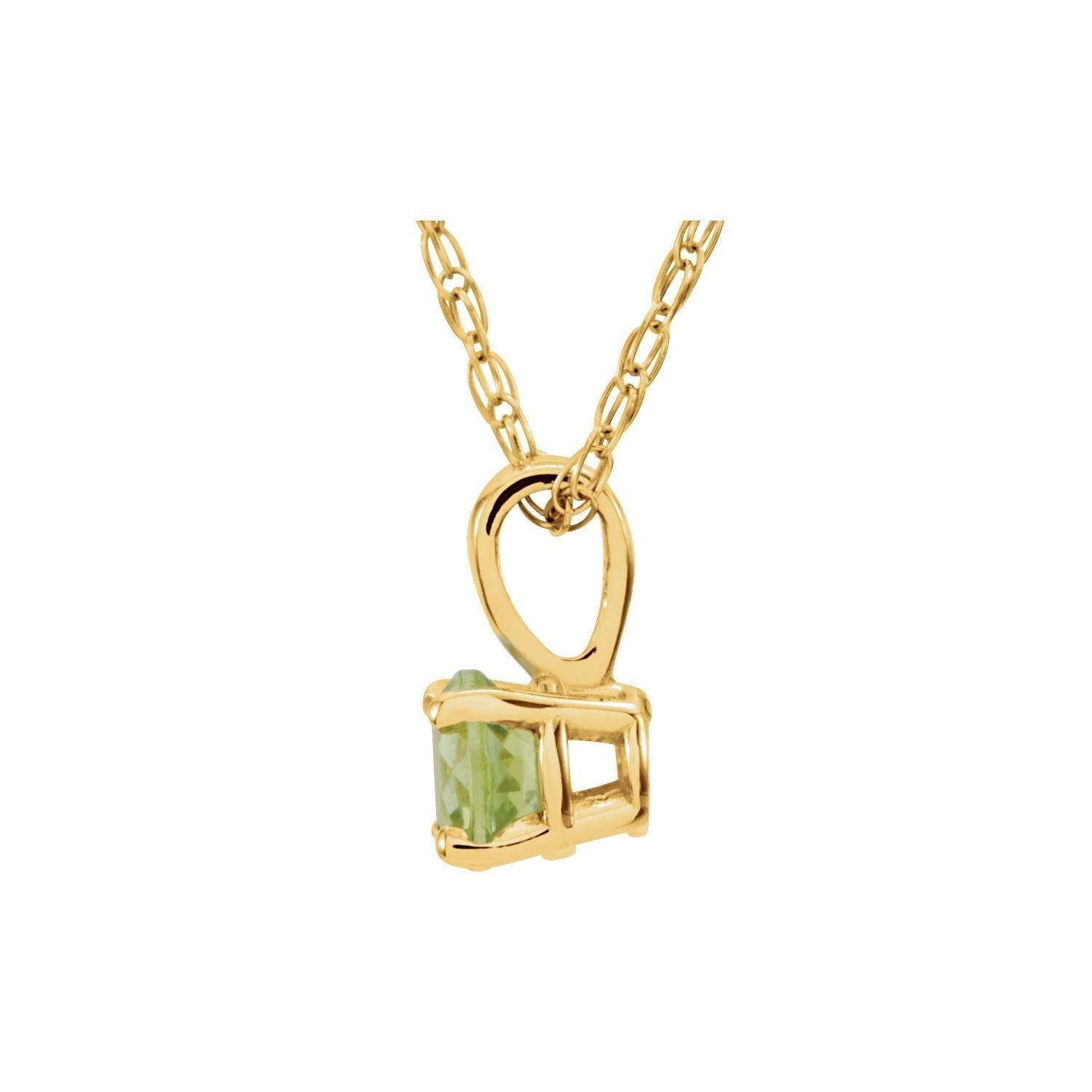 14k Yellow Gold 3 mm Peridot Solitaire Pendant Necklace 14"