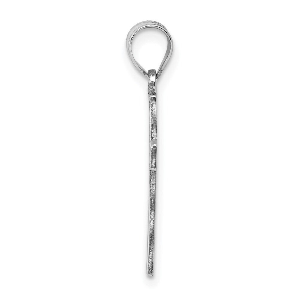 14k White Gold Solid Laser Etched Cross Pendant for Women