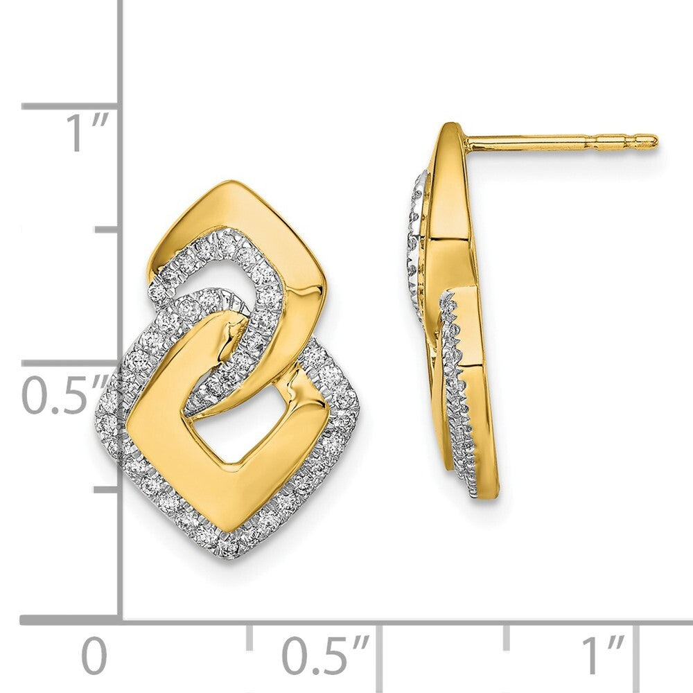 14k Yellow Gold Polished Diamond Fancy Shaped Drop & Dangle Earrings