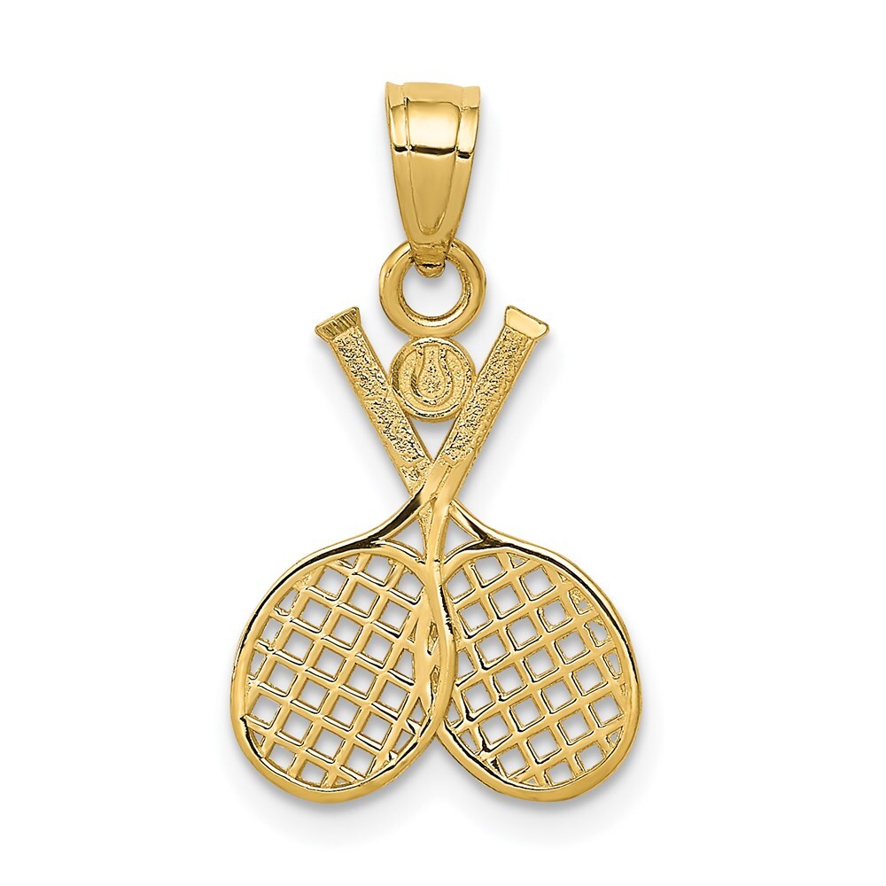 14k Yellow Gold Double Tennis Racquet Charm Pendant for Women