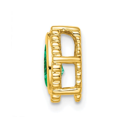 14k Yellow Gold Pear Emerald Beaded Edge Chain Slide
