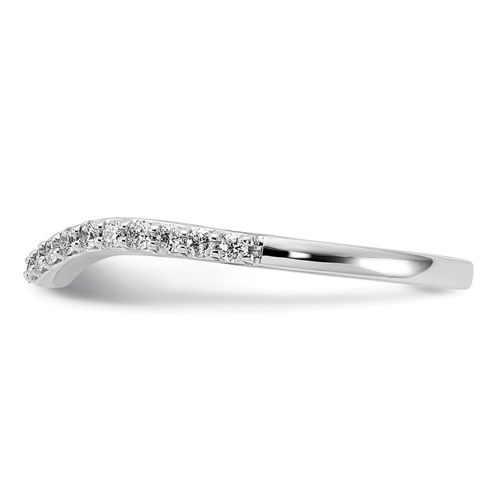 14k White Gold Curved Diamond Ring Size 7