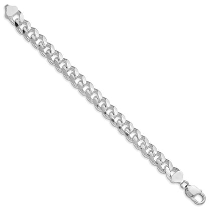 Sterling Silver Rhodium-plated 10.5mm Domed w/ Side Diamond-Cut Curb Chain