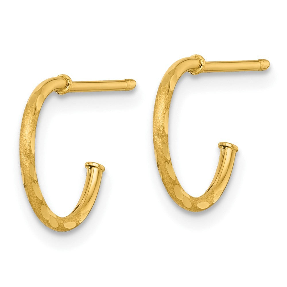 14k Yellow Gold Polished 1.2 x 12mm Diamond-cut Solid C-Hoop Earrings