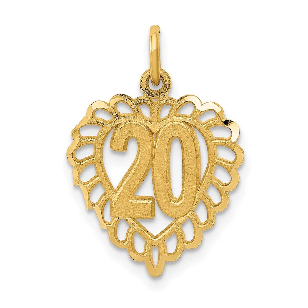 14k Yellow Gold 20 in Heart Charm Pendant for Women