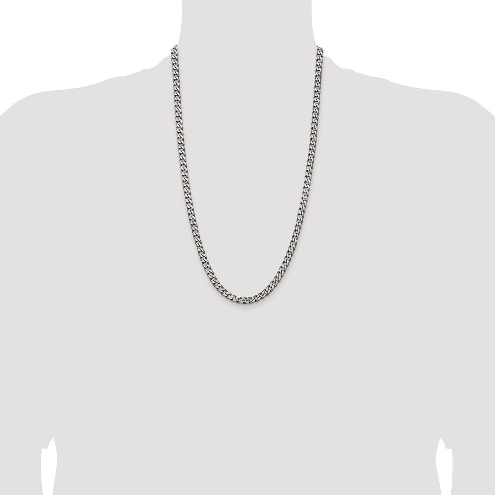 Sterling Silver Antiqued 6.0mm Curb Chain