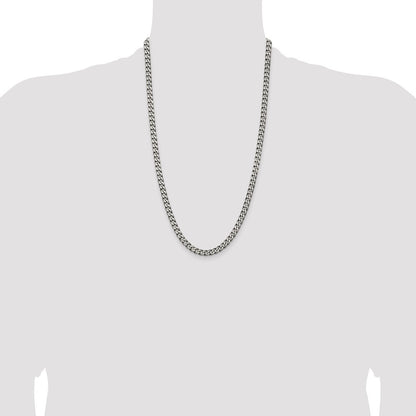 Sterling Silver Antiqued 6.0mm Curb Chain