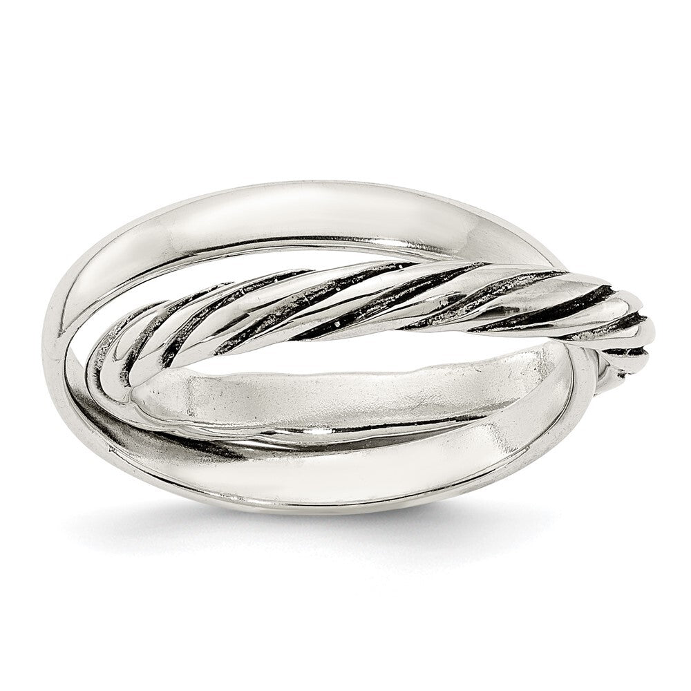 Sterling Silver Polished & Twisted Intertwined Rings Size 7