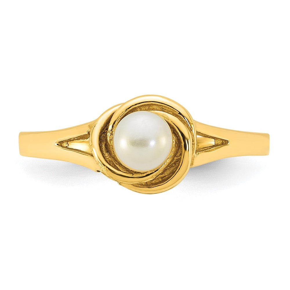 14k Yellow Gold Polished 4-5mm Button White Freshwater Cultured Pearl Ring Sz 7