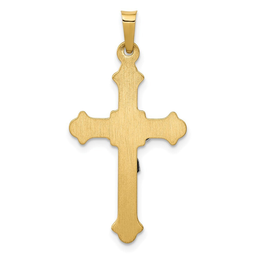 14k Two-tone Gold Polished INRI Crucifix Pendant for Women