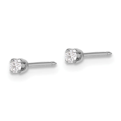 14k White Gold 2.4mm .10ct Lab Grown Diamond Stud Piercing Earrings