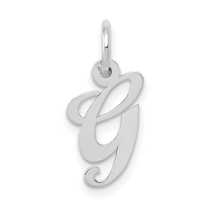 14k White Gold Small Fancy Script Letter G Initial Charm Pendant for Women