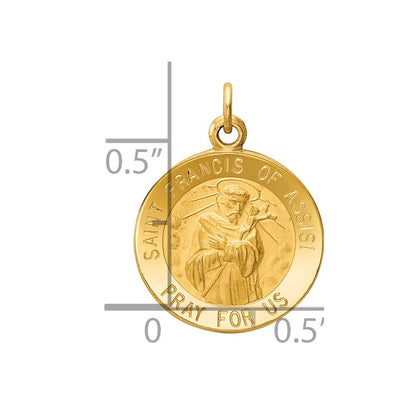 14k Yellow Gold Saint Francis of Assisi Medal Charm Pendant for Women