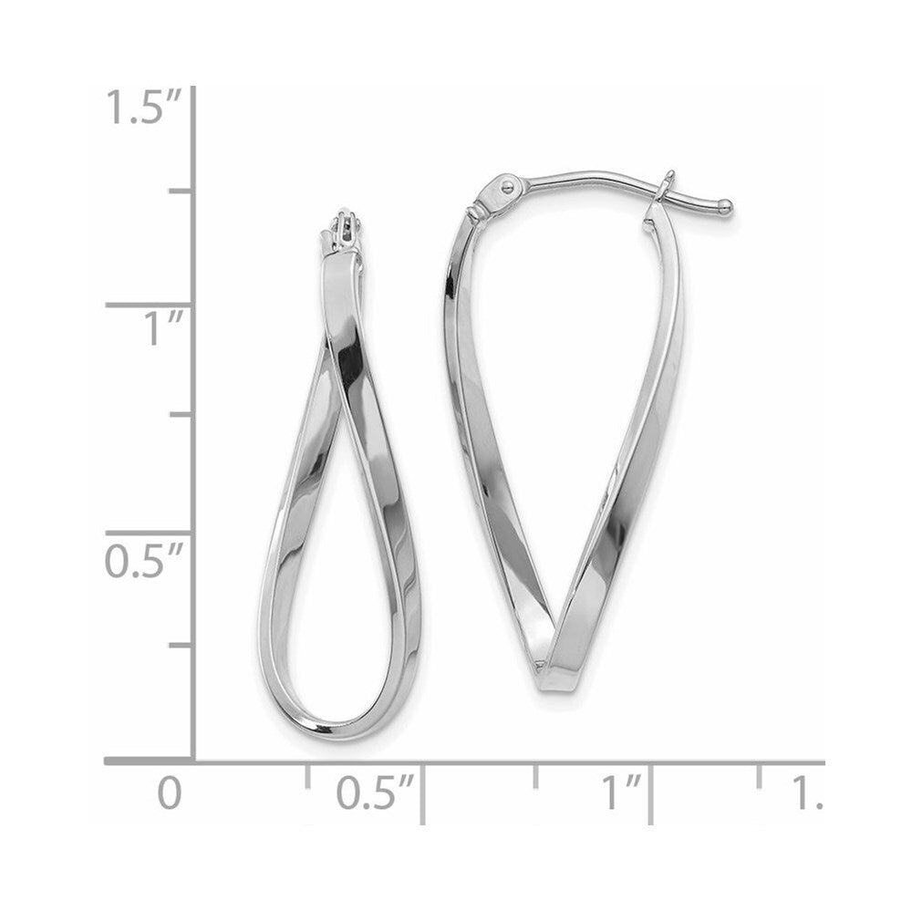 14k White Gold Small Twisted Stud Earrings Gift for Women