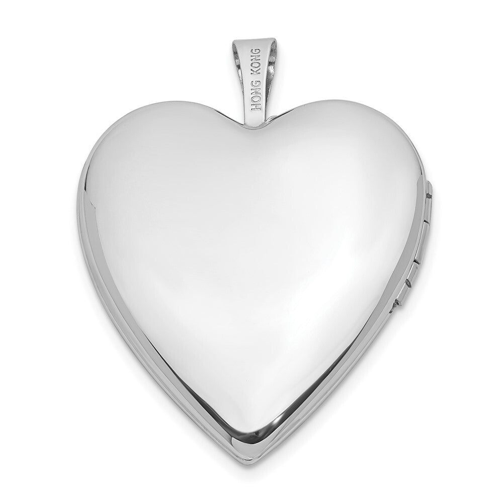 14k White Gold 20mm Enamel Rose I LOVE YOU Heart Locket Pendant for Women