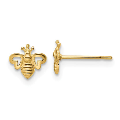 14k Yellow Gold Bumble Bee Stud Earrings