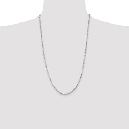 Sterling Silver Rhodium-plated 2.75mm Beveled Oval Cable Chain