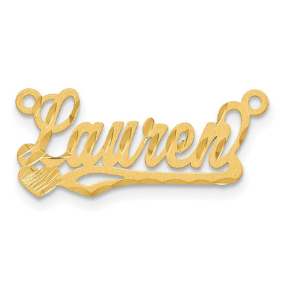 14k Yellow Gold  Satin Diamond-cut Heart Name Plate