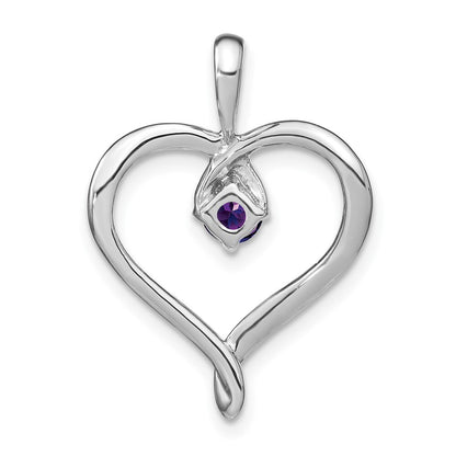 14k White Gold Amethyst Heart Pendant for Women