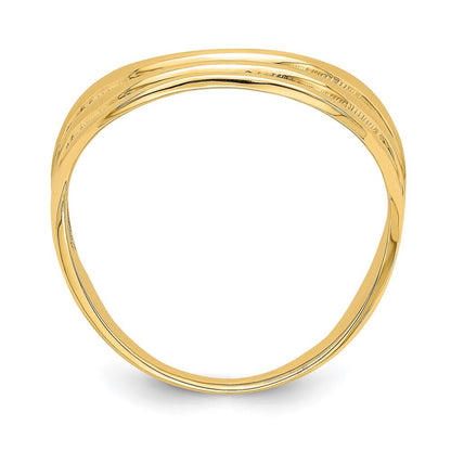 14K Yellow Gold Triple Wave Fashion Thumb Ring