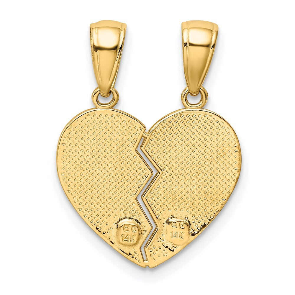 14k Yellow Gold BIG SISTER-LITTLE SISTER Break-apart Charm Pendant for Women