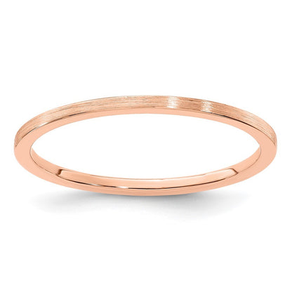 14K Rose Gold 1.2mm Flat Satin Stackable Band Ring Size 5.5