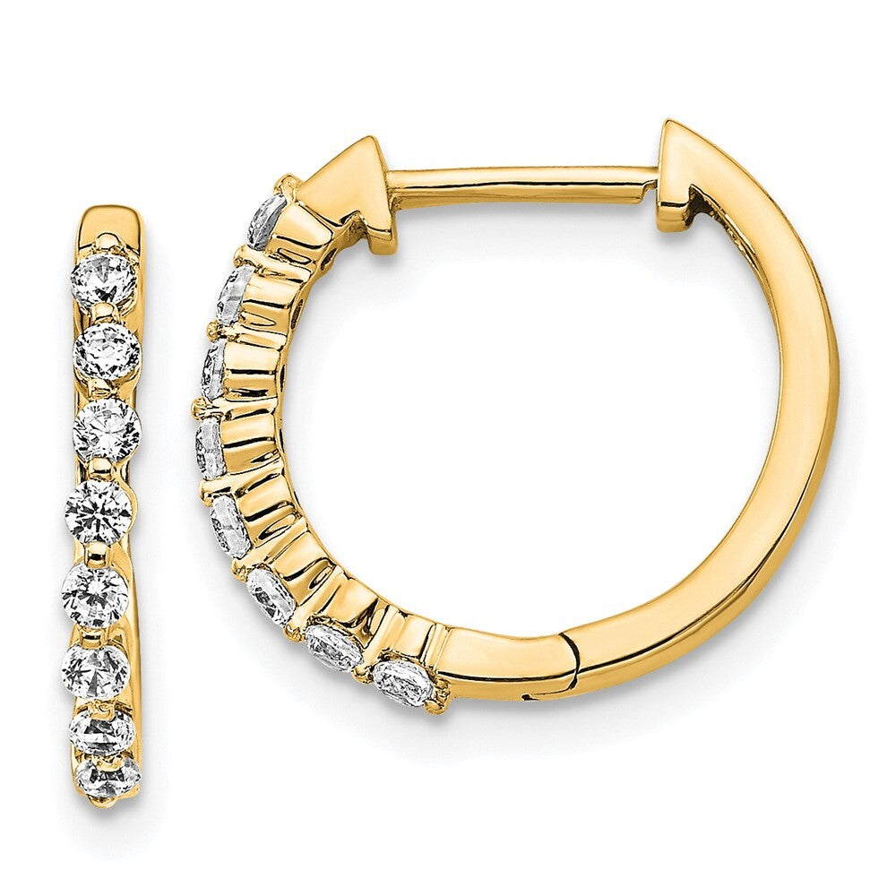 14k Yellow Gold Diamond Hinged Hoop Earrings