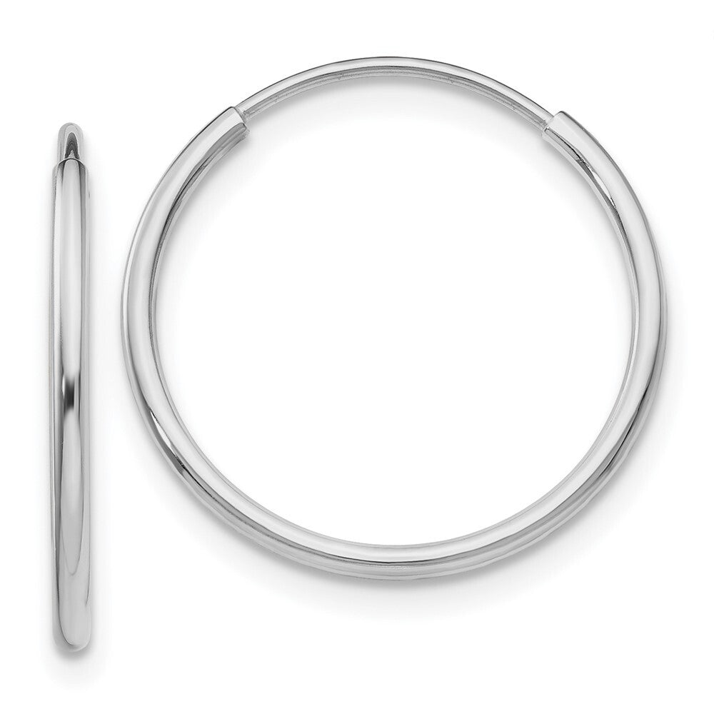 14k White Gold Polished Endless Tube Hoop Earrings Gift for Women
