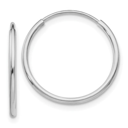 14k White Gold Polished Endless Tube Hoop Earrings Gift for Women