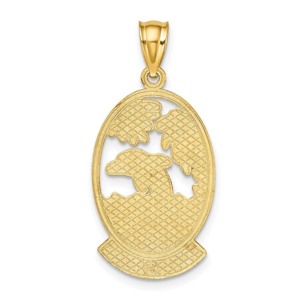 14k Yellow Gold ST. MARTIN Dolphin Sunset Charm Pendant