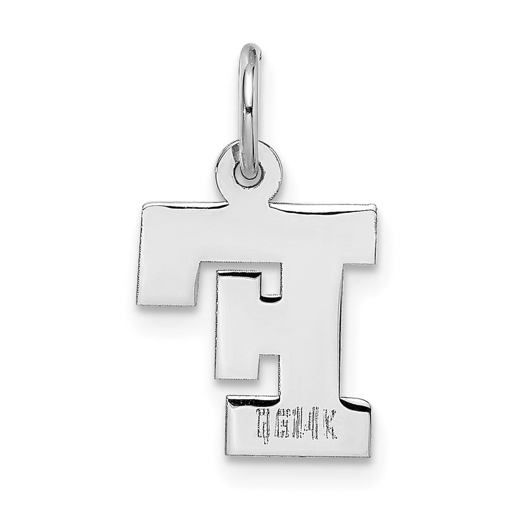 14k White Gold Small Block Letter F Initial Charm Pendant
