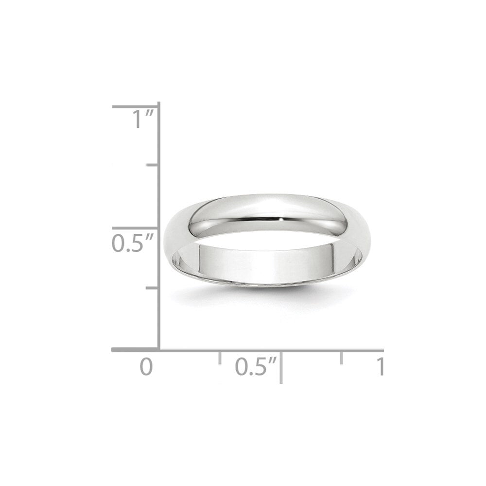 14k White Gold 4mm Lightweight Half Round Wedding Band Size 7