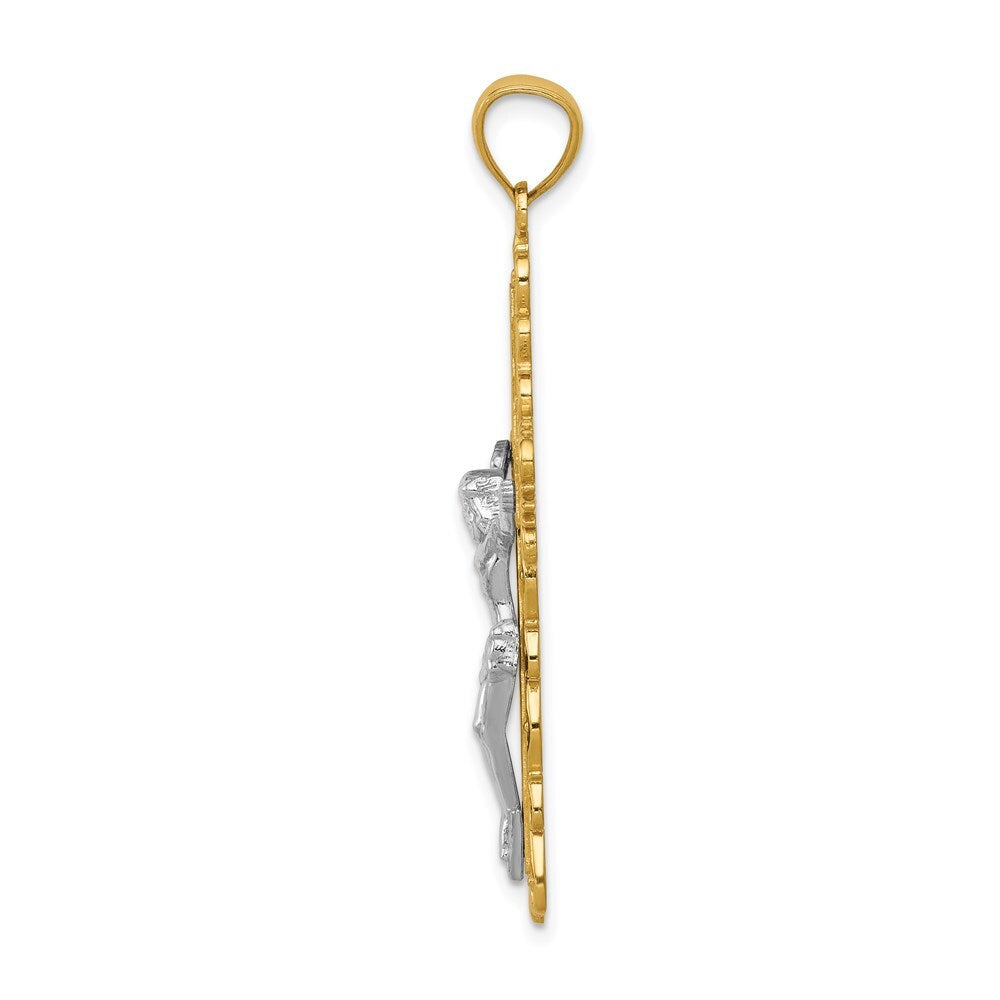 14k Two-tone Gold Crucifix Pendant for Women