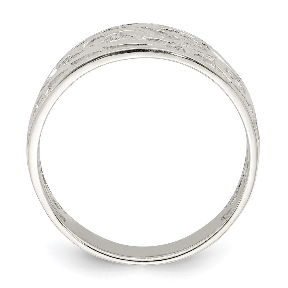 Sterling Silver Rhodium-plated Swirl Ring Size 7