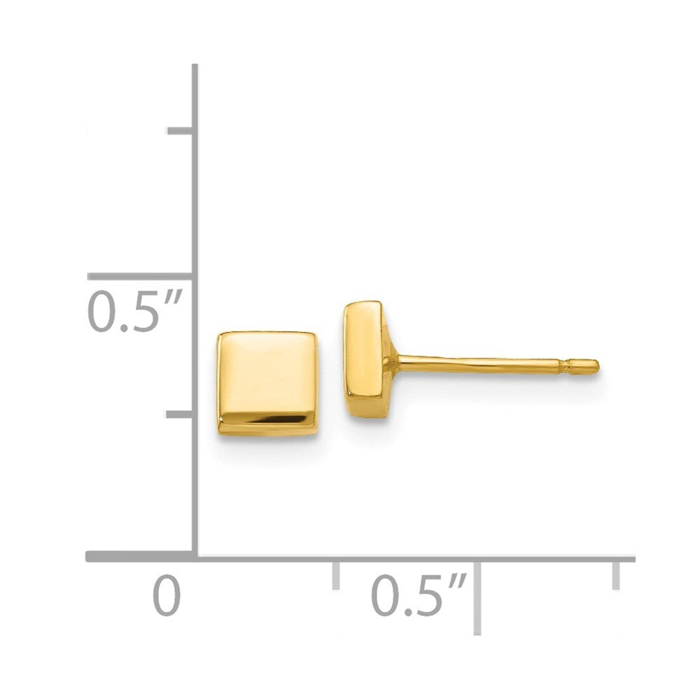 14k Yellow Gold Polished Square Earrings Gift for Women