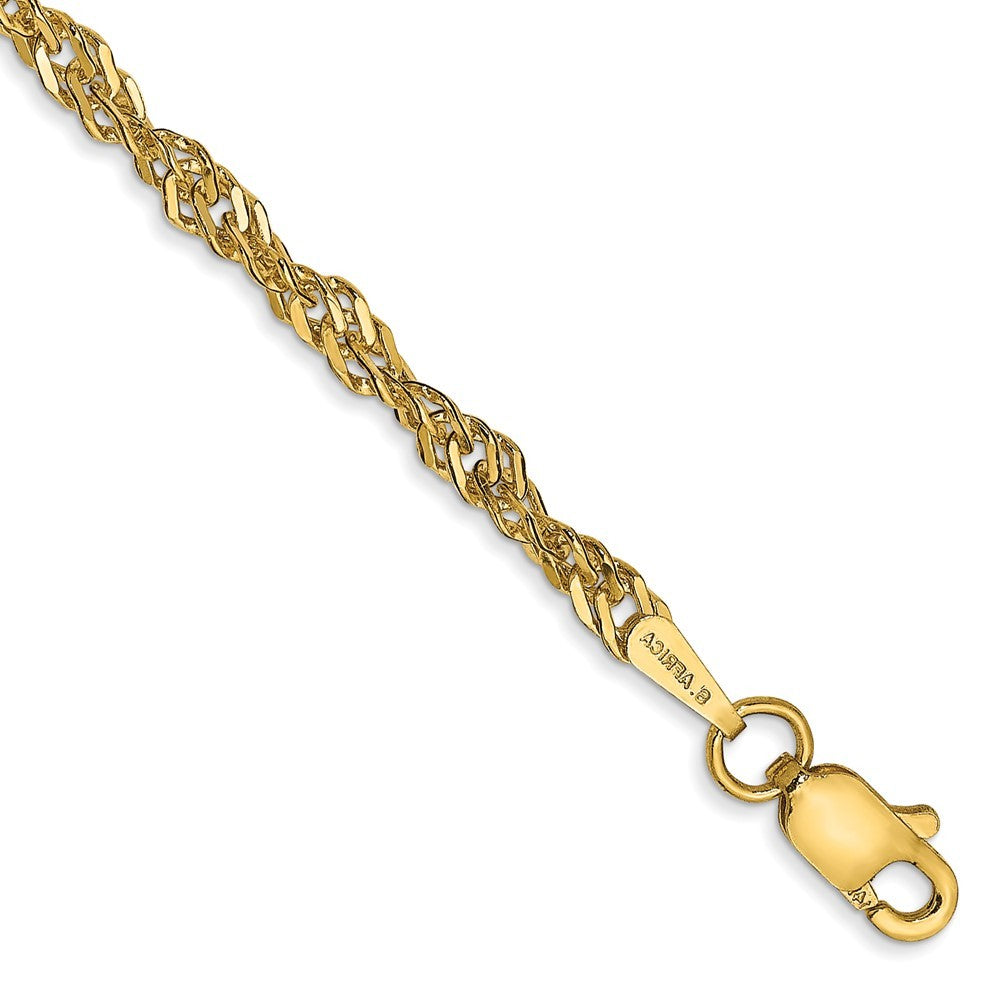 14k Yellow Gold 10 inch 2.75mm Lightweight Singapore with Lobster Clasp Anklet