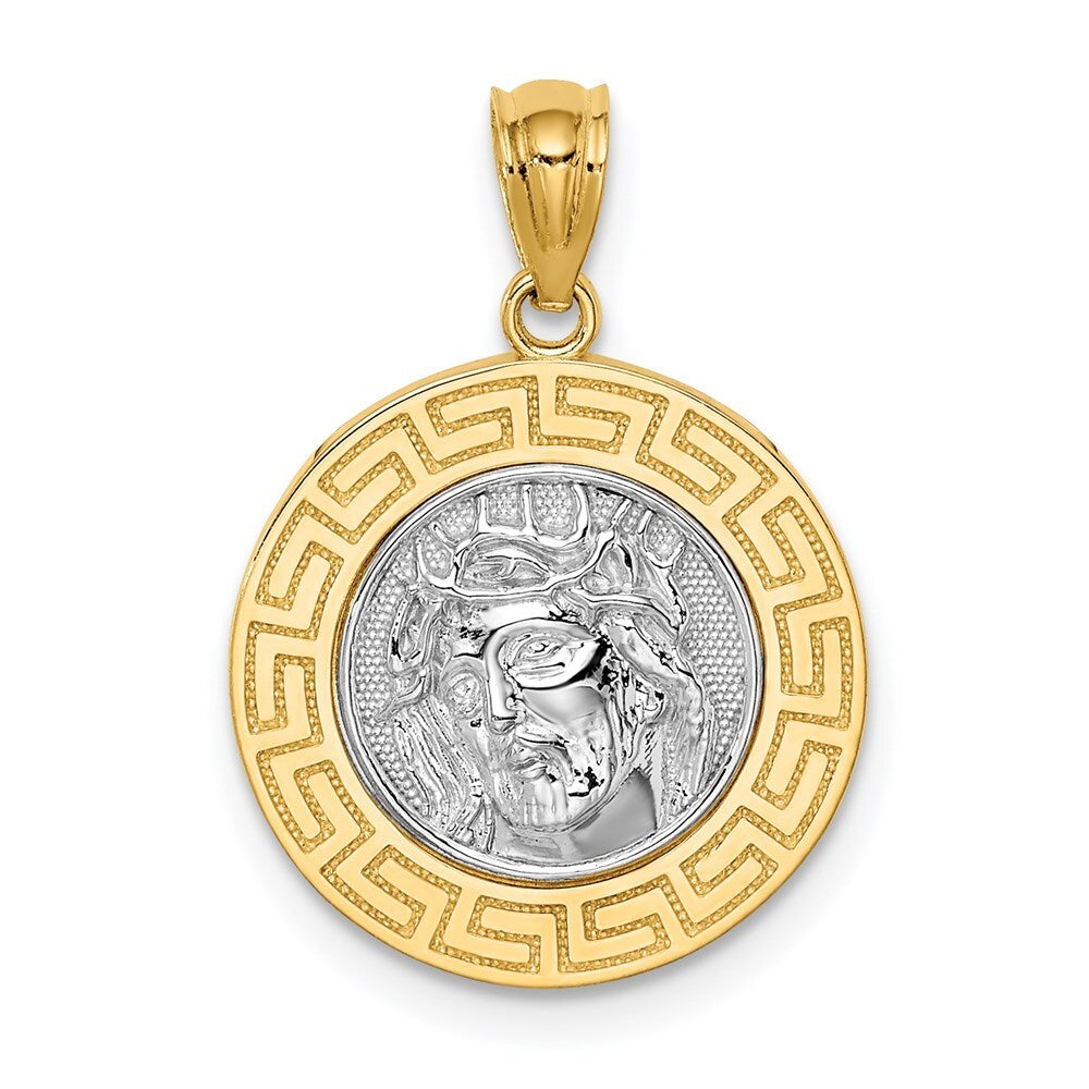14k Yellow Gold White Rhodium Jesus Medal Pendant for Women