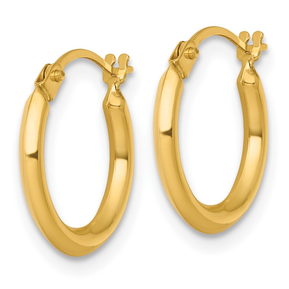 14k Yellow Gold Polished 2.00 x 14.00mm Round Tube Hoop Earrings