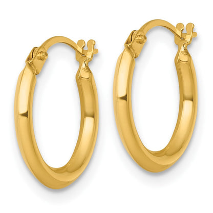 14k Yellow Gold Polished 2.00 x 14.00mm Round Tube Hoop Earrings