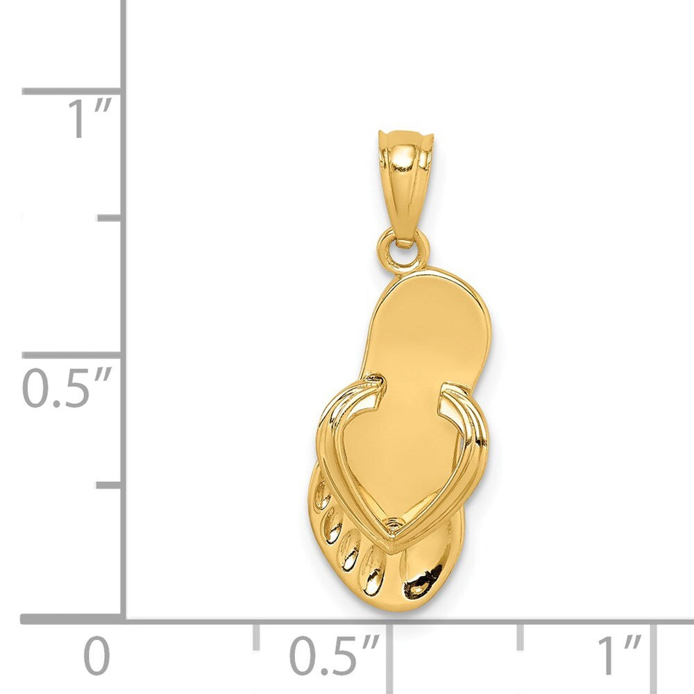 14k Yellow Gold 3D Flip Flop Pendant for Women