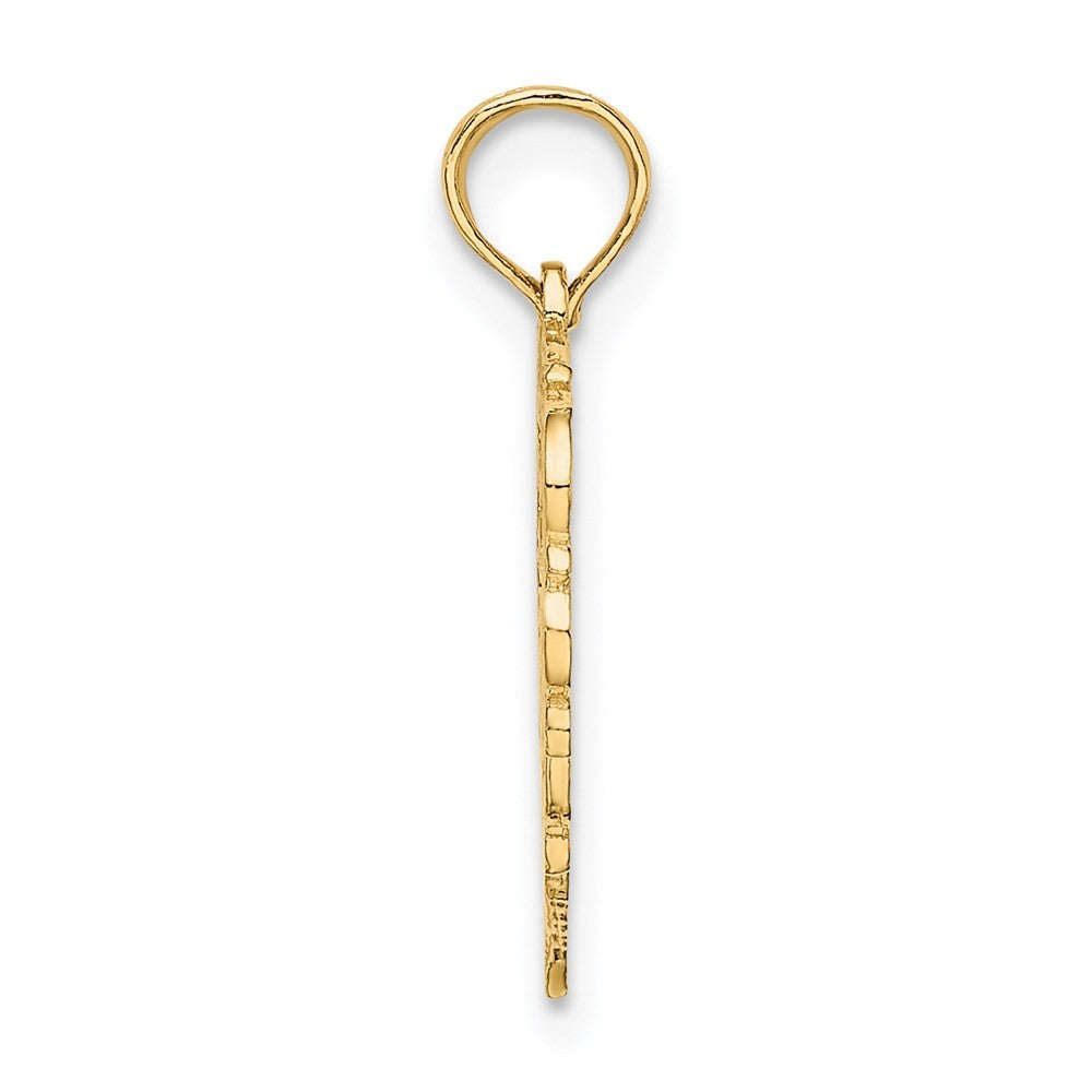 14k Yellow Gold Heart Script Letter H Initial Charm