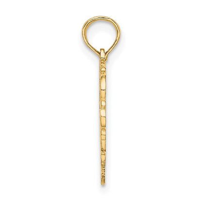 14k Yellow Gold Heart Script Letter H Initial Charm