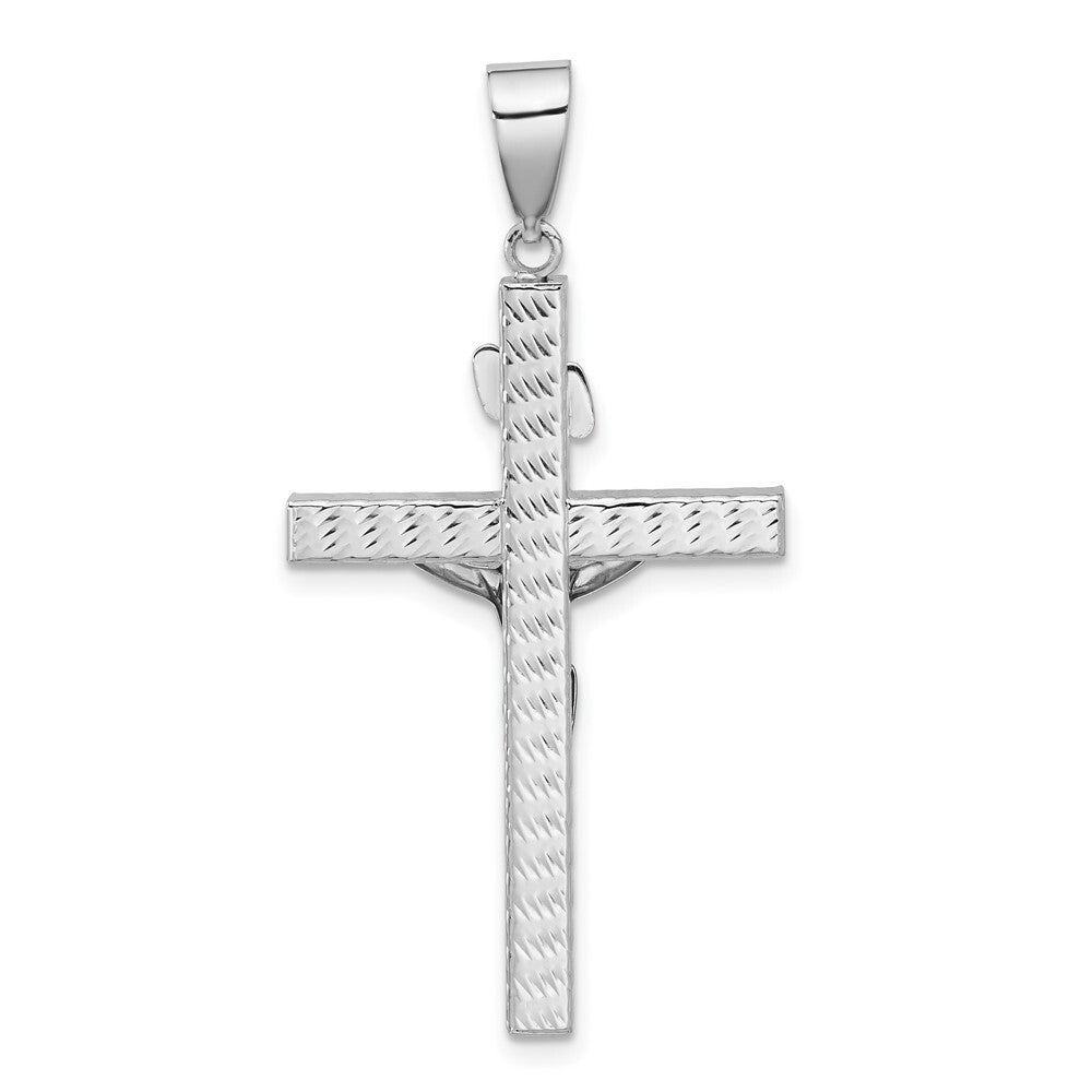 14k Two-tone Gold Polished and Diamond-cut Crucifix Pendant for Women