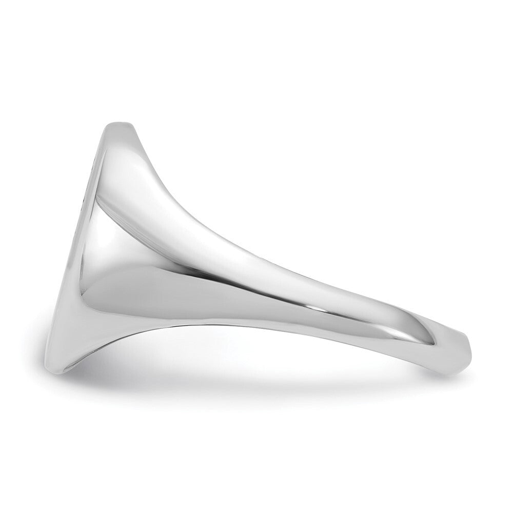 Sterling Silver Rhodium-plated Polished Rose Signet Ring Size 7