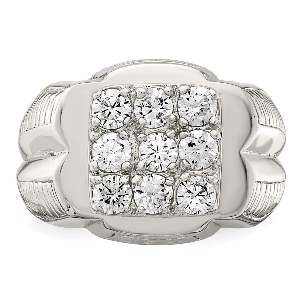 Sterling Silver Rhodium-plated Men's Cubic Zirconia Ring Size 11