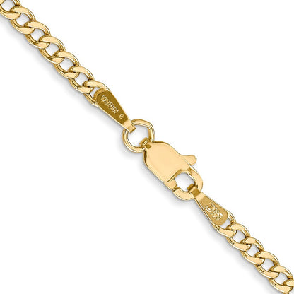 14k Yellow Gold 26 inch 2.5mm Semi-Solid Curb with Lobster Clasp Chain