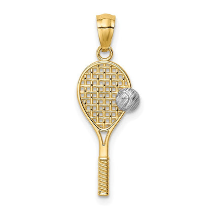 14k Yellow Gold White Rhodium Tennis Pendant for Women
