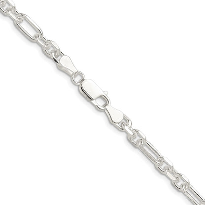 Sterling Silver Diamond-Cut 6mm 3 Short Plus 1 Long Cable Link Chain Necklace