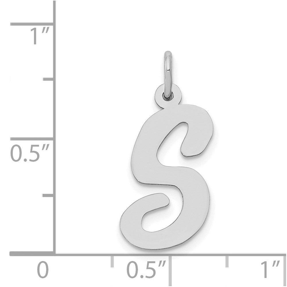 14k White Gold Large Script Letter S Initial Charm Pendant for Women