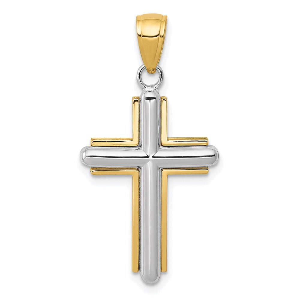 14k Two-tone Gold Cross Pendant for Women